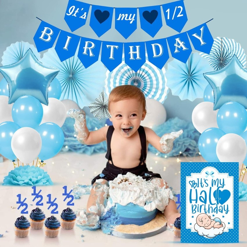 Party Propz Half Birthday Decorations Kit for Baby Boy - Its My Half Birthday, Pack of 50 Price in India - Buy Party Propz Half Birthday Decorations Kit for Baby Boy -